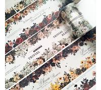 MisKepaa Scrapbook Accesorios Pegatinas, 3 rollos de flores Washi Tape, cinta adhesiva de PET Washi para álbumes de recortes, diario, diario, cuaderno, planificador, adulto (flores 1)