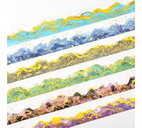 MisKepaa Scrapbook PET Washi Tape Set de 6 Rolls Ocean Theme Tape Stickers Accesorios para Journaling,Scrapbooking,Junk Journal,Phone Case,Photo Frame,DIY Craft(The Sea of Flowing Gold)