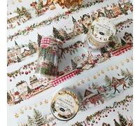 MisKepaa Set de Cintas Adhesivas Washi de Navidad PET, 3 Rollos de Cintas Adhesivas con Temas Navideños para Journaling, Junk Journal, Bullet Journaling, Cuaderno, Manualidades DIY (Escena de Nieve)