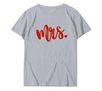 Misma Género Día de San Valentín Significado especial Impreso T Camisa Día de San Valentín Hombros descubiertos, gris, XL