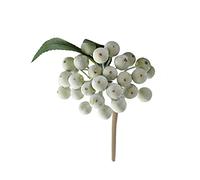 MISNODE 10 paquetes de ramos de bayas artificiales, ramas de bayas de simulación, tallos falsos de frutas de California, ramitas de spray de imitación de flores de acebo, color blanco