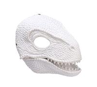 MISNODE Máscara de Dinosaurio, Cabeza de Juguete de Dinosaurio con Mandíbula de Apertura, Textura Y Color Realistas, Ojo Y Correa Segura, Máscara de Dinosaurio para Decoración de Halloween(Blanco)