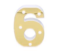 MISNODE Número de Oro 6 Signo de Lámpara Números Luces LED Decorativo Iluminar Número Letras Luz para Boda Fiesta de Cumpleaños Decoración de Vacaciones Blanco Cálido