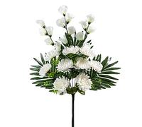 MISNODE Paquete de 2 ramas artificiales de flores de cementerio de crisantemo, sedas de simulación de 23.6 pulgadas, ramo de tumbas para barrer tumbas, decoración de flores funerarias