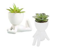 MISNODE Plantas suculentas falsas con macetas de cerámica con forma humana, bonita planta falsa pequeña, planta falsa artificial, plantas suculentas artificiales para decoración de estantes de mesa de