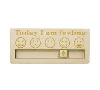 MISNODE Tabla de Sentimientos de Madera, Signo de Hoy Me Siento, Signo de Sentimientos de Humor Diario de Madera, Decoraciones de Pared de Salud Mental Gráfico de Rueda de