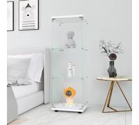 MISNODE Vitrina de Cristal de 3 Capas con Lámpara LED, Vitrina Expositora con 1 Puerta y Cerradura, para Colecciones, Vino (Blanco + 1 Puerta + 3 Capas)