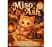 Miso & Ash: 50 Cozy Fantasy Cats & Dragons Coloring Pages with Bonus Creative Writing Prompts