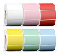 Misofuki Rollos de etiquetas térmicas directas rectangulares de 6.25 x 1.25 pulgadas, 6000 etiquetas, 6 colores, juego a granel compatible con Zebra Rollo MUNBYN POLONO y otras impresoras térmicas,