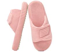 Misolin Zapatillas de Casa Mujer con Puntera Abierta y Tira Ajustable Antideslizantes Memoria Espuma Pantuflas Elegantes Cómodas Interior, Rosa 255(EU37-38)