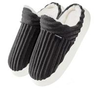 Misolin Zapatillas de Estar por Casa Mujer Invierno Cálido Pana Pantuflas con Memoria Espuma Cómoda Antideslizante Suave Zapatos, Negro 270(38-39.5 EU)