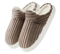 Misolin Zapatillas de Estar por Casa Mujer Invierno Cálido Pana Pantuflas con Memoria Espuma Cómoda Antideslizante Suave Zapatos, Café 280(40-41.5 EU)