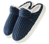 Misolin Zapatillas de Estar por Casa Mujer Invierno Cálido Pana Pantuflas con Memoria Espuma Cómoda Antideslizante Suave Zapatos, Azul 290(42-43.5 EU)