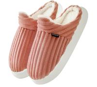 Misolin Zapatillas de Estar por Casa Mujer Invierno Cálido Pana Pantuflas con Memoria Espuma Cómoda Antideslizante Suave Zapatos, Rosa 280(40-41.5 EU)