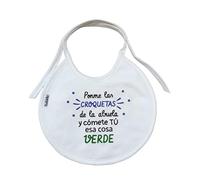 MISORPRESA BABERO ALGODON FRASE Ponme las croquetas de la abuela y cómete tú esa cosa verde REGALO BEBE.REGALO RECIEN NACIDO