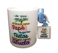 MISORPRESA Taza + Llavero de regalo con frase: Lo único mejor de tenerte como papá es que tus nietos te tengan como abuelo REGALO YAYO. DIA DEL PADRE