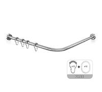 Misounda Barra De Cortina De Ducha Curva L Extensible Sin Taladro 70-100x110-170cm, Barra Cortina Ducha De Esquina Baño, Sin Soporte En El Techo, 304 Acero Inoxidable, Contiene 18 Anillos