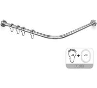 Misounda Barra De Cortina De Ducha Curva L Extensible Sin Taladro 70-100x90-120cm, Barra Cortina Ducha De Esquina Baño, Sin Soporte En El Techo, 304 Acero Inoxidable, Contiene 18 Anillos