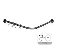 Misounda Barra de Cortina de Ducha en Forma de L sin Taladro Barra Ducha Esquina Extensible Acero Inoxidable 70-100 x 110-170CM,Con 24 Anillas Para Cortinas,Para Baño Tienda De Ropa - Negro