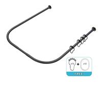 Misounda Barra de Cortina de Ducha en Forma de U sin Taladro Barra Ducha Esquina Extensible Acero Inoxidable 100 x (80-120) x 100CM,Con 24 Anillas Para Cortinas,Para Baño Tienda De Ropa - Negro