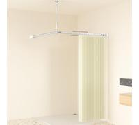 Misounda Barra para cortina de ducha en forma de L, sin taladrar, soporte de esquina, 95 x 95 cm, barra de ducha para cortina de ducha, riel de bañera, acero inoxidable 304, incluye 12 anillas