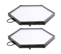 misppro 2 marcos de fotos de pared con forma hexagonal de cristal para exhibir cuadros, pintura, diario, bordado de flores secas, color negro