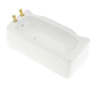 misppro Bañera cuadrada de cerámica blanca 1/12, mini bañera de casa de muñecas, muebles en miniatura para decoración del hogar
