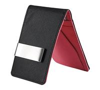 misppro Billetera minimalista de cuero para hombre, de dos tonos, con clip para dinero, color rojo, 1, 32 ES