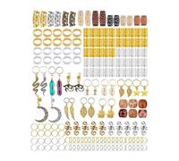 misppro Juego de 184 accesorios para el cabello con rastas, hebillas para el pelo, bobinas para trenzas, decoración de peinado de fiesta, S, Acero inoxidable Metal, Ágata No es una piedra preciosa
