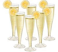 Mispudin 30 Copas Champagne Plastico con Brillo Dorado, 130ml Copas de Cava Plastico Duro Reutilizables, Flauta de Champagne Elegantes para Bodas, Fiestas en el Jardín, Cumpleaños, Picnics