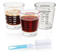 Mispudin 30ml Vaso Medidor de Chupitos 3er Set, Taza Medidora de Vidrio Pequeña con Escala, Cepillo, Vasos Medidores para Cócteles, Tequila, Vodka, Café, Espresso (Negro, Blanco, Rojo)