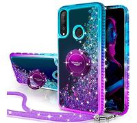 Miss Arts Funda para Huawei P30 Lite con Correa, [Silverback] Chicas y Mujeres Funda con Purpurina para teléfono móvil con Soporte para Anillo Funda Protectora para Huawei P30 Lite - Púrpura