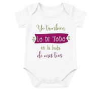 Miss Chapas | Body Bebé Boda “Yo También Lo Di Todo en la Boda de Mis Tíos” con Tarjeta Personalizable - Regalo Original para Sobrinos | Ropa Bebé Divertida | 100% Algodón | 3 meses