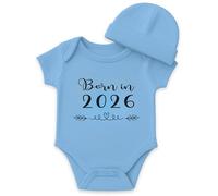 Miss Chapas | Conjunto Bebé Born in 2026" Body + Gorro - Regalo Original de Nacimiento, Baby Shower, Navidad | Recién Nacido | Presentado en Caja Kraft Listo para Regalar (AZUL, 6M)