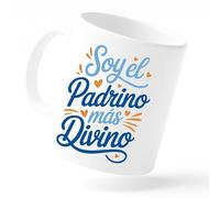 Miss Chapas | Taza para Madrinas Cerámica 350 ml - Soy el Padrino más Divino | Regalo Original Baby Shower, Bautizo, Cumpleaños, Navidad | Incluye Tarjeta con Mensaje | Apta Microondas y Lavavajillas