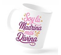 Miss Chapas | Taza para Madrinas Cerámica 350 ml - Soy la Madrina más Divina | Regalo Original Baby Shower, Bautizo, Cumpleaños, Navidad | Incluye Tarjeta con Mensaje | Apta Microondas y Lavavajillas