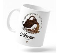 Miss Chapas | Taza Signos del Zodiaco Interactiva con Chip NFC - Acceso Diario al Horóscopo del Día | Regalo Original Astrología | Cerámica 300 ml | Compatible con iPhone y Android (ACUARIO)