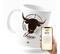 Miss Chapas | Taza TAURO Interactiva con Chip NFC - Acceso Diario al Horóscopo del Día | Regalo Original Astrología | Cerámica 300 ml | Compatible con iPhone y Android | Signos del Zodiaco