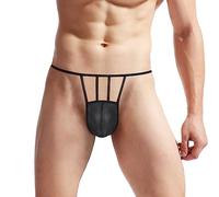 Miss Corsage Ropa interior para hombre, cómoda, transpirable, malla fina, tanga transparente, lencería abierta en el pecho, Negro , talla única