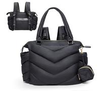 MISS FONG Bolso cambiador para bebé, mochila grande, bolso cambiador para cochecito, mochila organizadora con cambiador y bolsa para chupete con 10 bolsillos para mamá para viajes, color negro
