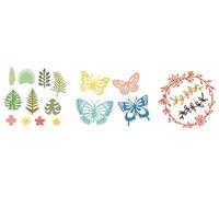 MISS KUTY Set 3 Troqueles finos ZAG Botánico y Mariposas Para cortar papel, cartulina, goma EVA y hojas de aluminio para proyectos de tarjetería, scrapbooking y manualidades