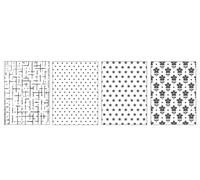 MISS KUTY Set 4 Carpetas repujado PUSH Lunares, Estrellas, Pared y Flores Carpetas de relieve, plantillas de repujado de plástico. Para crear texturas en papel, cartulina.