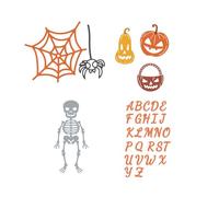 MISS KUTY Set 4 Troqueles finos ZAG Halloween y Abecedario Para cortar papel, cartulina, goma EVA y hojas de aluminio para proyectos de tarjetería, scrapbooking y manualidades