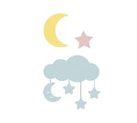 MISS KUTY Troquel fino ZAG Infantil nube con estrellas y luna 3u. Para cortar papel, cartulina, goma EVA y hojas de aluminio para proyectos de tarjetería, scrapbooking y manualidades