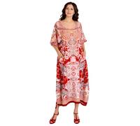 Miss Lavish London Kaftan Sayo Múltiple Tamaños Incluyendo Más tamaño Playa Cubrir para Arriba, Maxi Vestido, Ropa de Dormir Estiloso e Atractivo Kimono [Rojo 46-50]