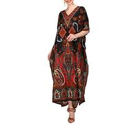 Miss Lavish London Mujeres caftán de Londres túnica Kimono Libre tamaño Largo Vestido de Fiesta para Loungewear Vacaciones Ropa de Dormir Playa Todos los días Cubrir Vestidos #102 [Negro EU 38-44]