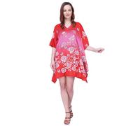Miss Lavish London Vestidos de caftanes para mujer, vestidos de playa, S-3XL, Regular a Plus Size, rojo, Medium