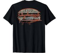 MISS LILLY 172 Skyhawk Vintage Retro Airplane Flying Pilot | Back Print T-Shirt Black M