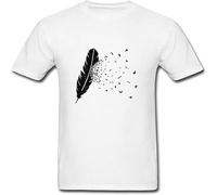 MISS LILLY Att97 Men's Birds Erupting of A Feather T Shirt Fit Casual Graphic Short Sleeve Tops White S