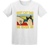 MISS LILLY Best Cat Dad Funny Loose Soft Grinding Youth Men Universal T-Shirt White S
